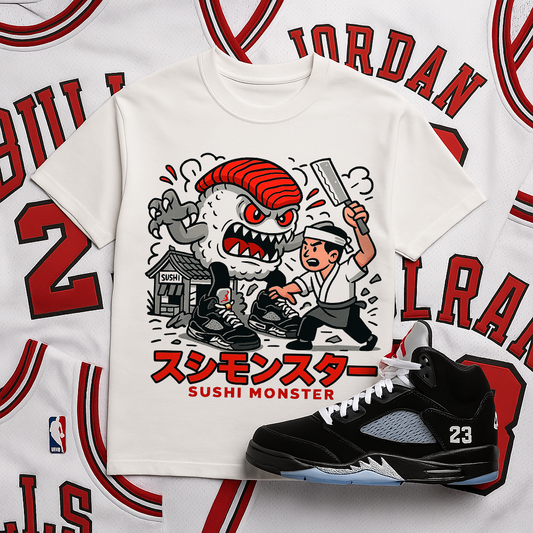 "Sushi Monster Attack (Metallic 5's)"T-shirt