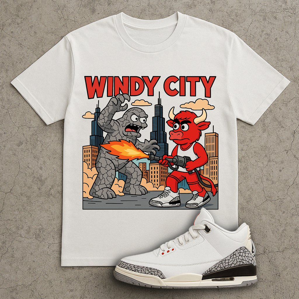 Windy City Battle (Jordan 3 White Cement) T-shirt