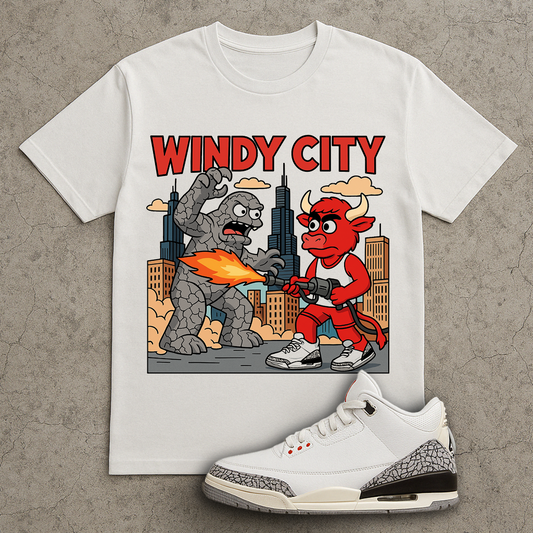 Windy City Battle (Jordan 3 White Cement) T-shirt